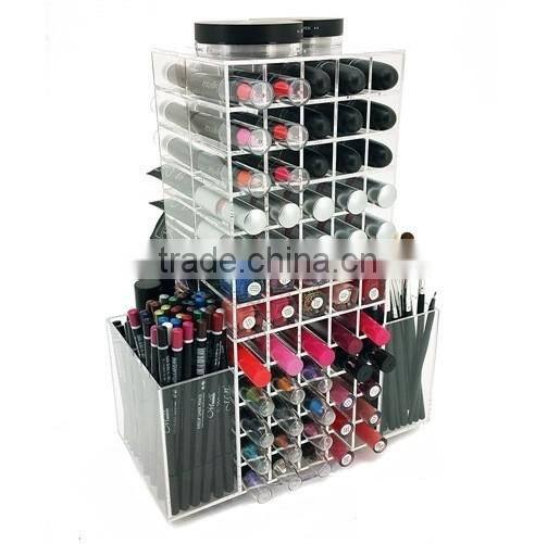 eye catching clear custom acrylic lipstick tower,acrylic lipstick organizer,acrylic spinning lipstick tower