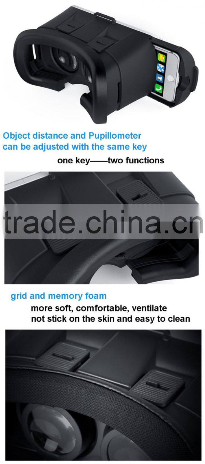 Shenzhen factory supply Head Mount Display VR PRO 3D Glasses VR box 3D headset for 3.5-6.0 inch screen