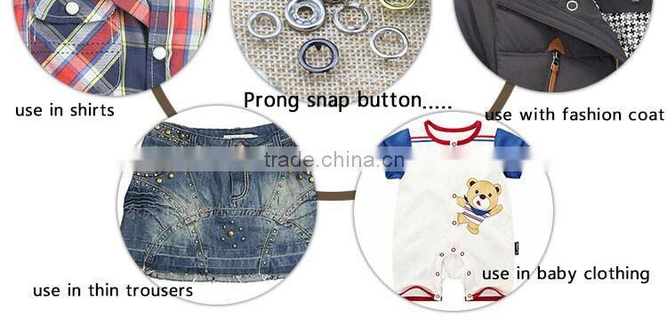 Metal material prong snap fastener for leather bag garment