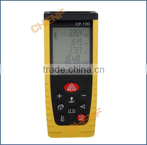Newest Design Portable Digital LCD Yellow / Blue 100m Laser Distance Meter Rangefinder Range finder Tape measure