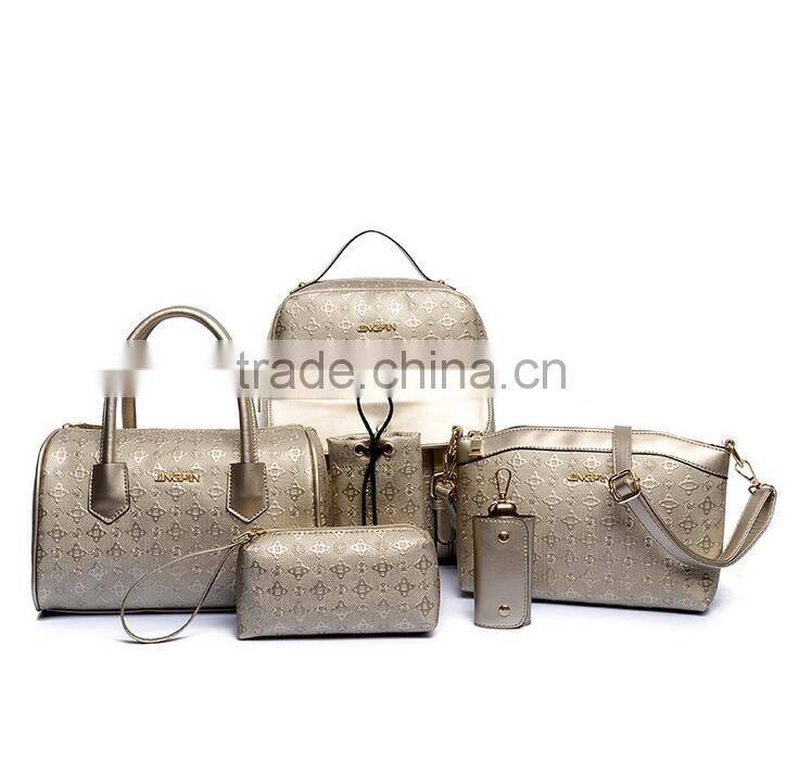 6 For 1 Woman's Bag Set PU Leather Backpack,Handbag,Shoulder Bag,Pen Holder,Pouch,Key Holder