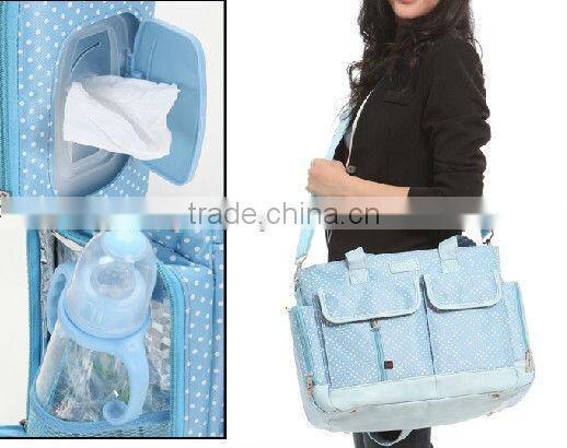 China wholesale pink and green color Oxford practicability nontoxic baby crib diaper bag