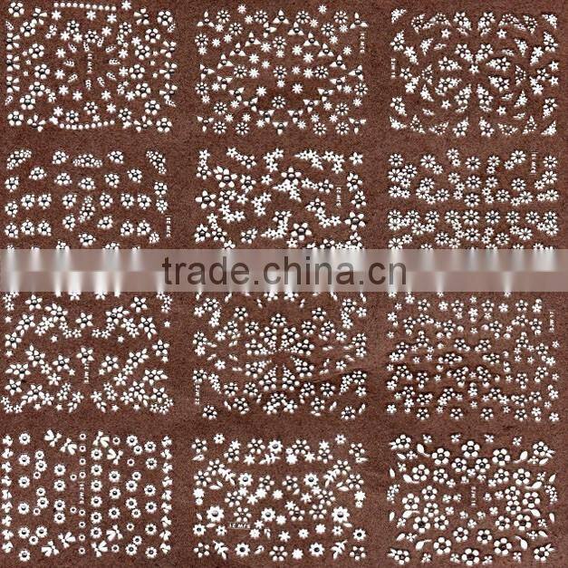 custom popular new fashion crystal 3d white flower nail sticker for lady