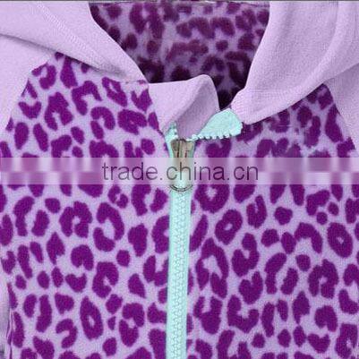 The lovely girls leopard hooded coat print with thick zipper fleece, children winter coat,fashion autumn/winter coat 2015