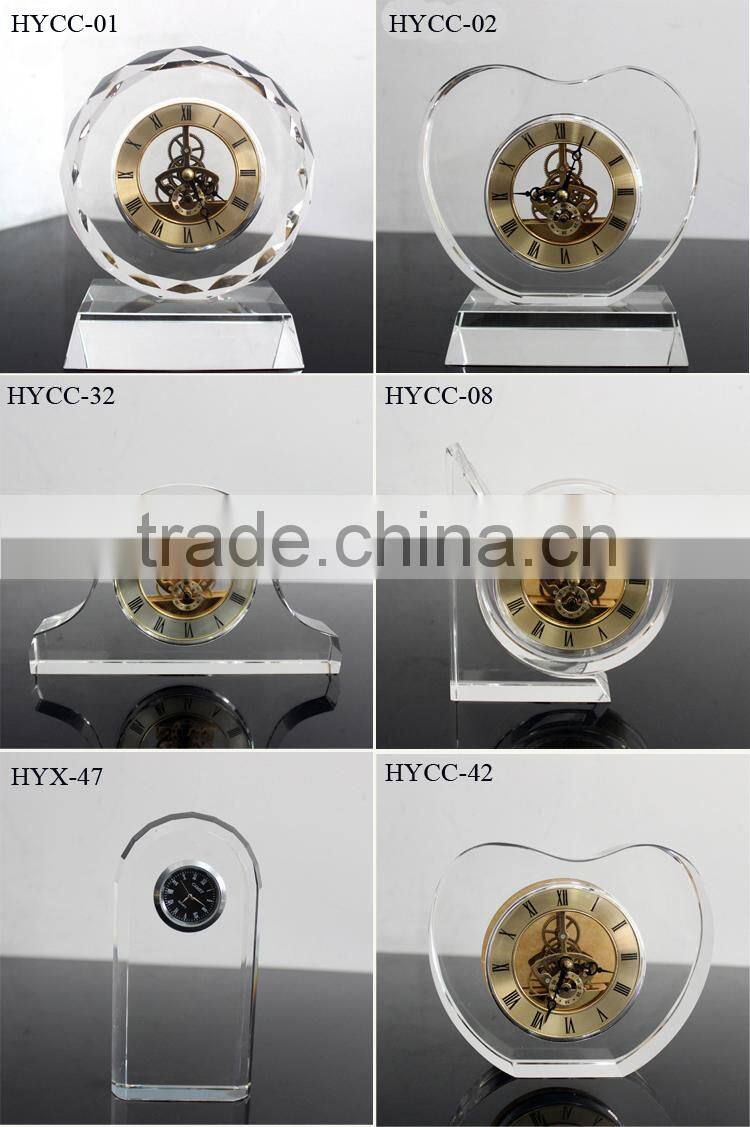 hot transparent round glass antique desk clock