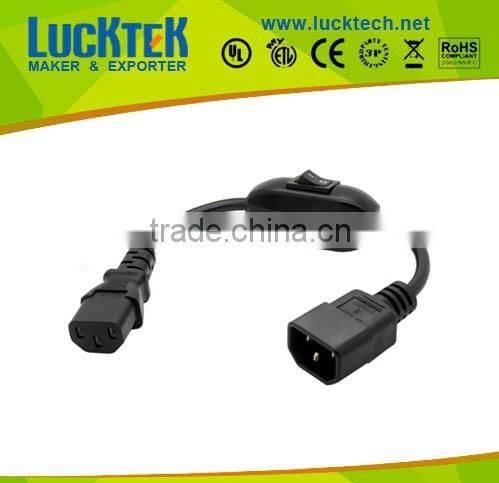 IEC 320 C13 to C14 short extension cord with switch