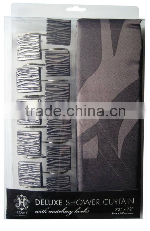 plant design polyester shower curtain with resin hooks