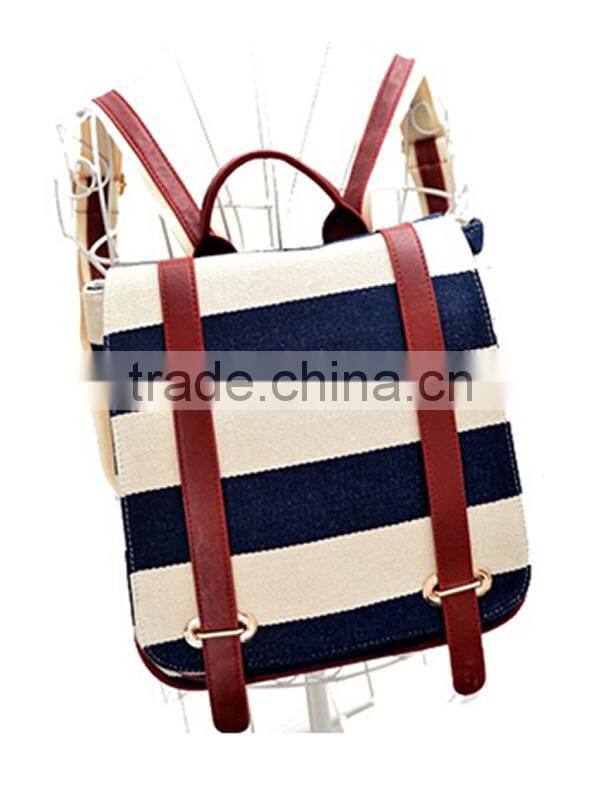 Naval Stripe Restoring Backpack,England College Student Canvas Bag,Shool Shoulder Bag