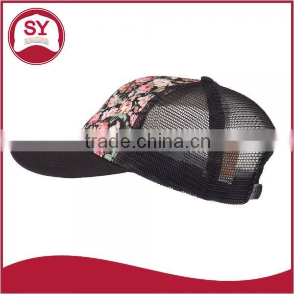 Customize Floral 5 panel Trucker Mesh Snapback Cap