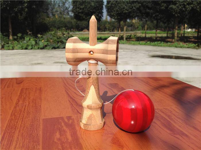 High glossy red ball bamboo kendama toy