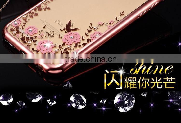 Luxury Design Newest Cellphone Acessories TPU Electroplate Flower Pattern Phone Case for iPhone 5 /6s/6plus