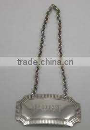 wine bottle neck tag,wine bottle tag with chain,wine bottle hang tags