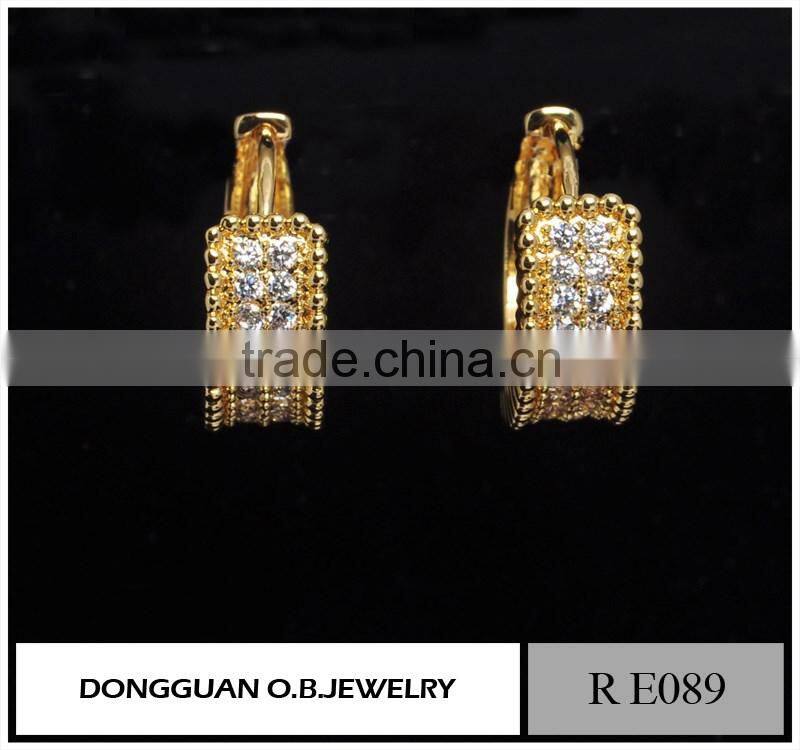 18k Gold Plated Austrian Crystal Dangle Double Pearl Earrings