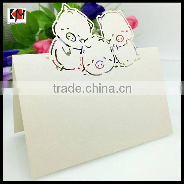 Cute pig paper cut handwork paper greeting card wholesale