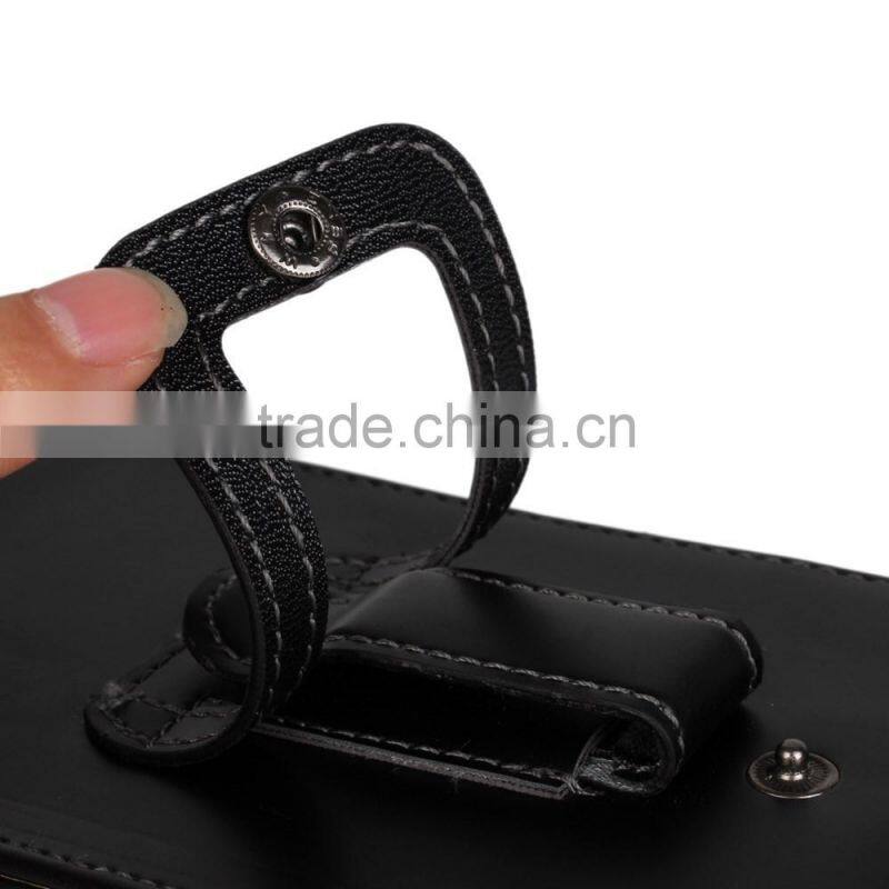 Black Vertical Leather Holster Pouch for Sony Xperia Z4 with Belt Clip--Glossy Skin or Lychee Skin