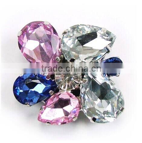 fashion custom shoe accessory,rhinestone shoe buckle with flower