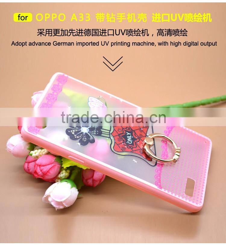 Newest Fashion Perfume TPU+PC 2-in-1 Hybrid Pattern Painting Phone Case With Ring Bracket For Oppo A33