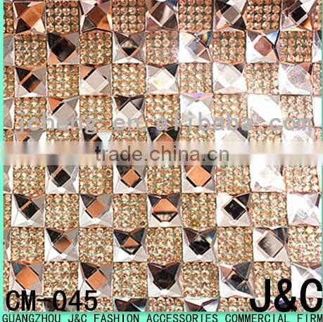 8*8 square glass stone mesh roll 24*40 cm hot fix glue mesh trimming