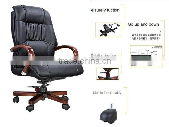 High qaulity big boss Guenine leather office chair/luxury wooden arms executive swivel office chair AB-014B
