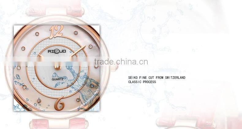 Waterproof genuine leather band luxury diamond fashion quartz lady's watch
