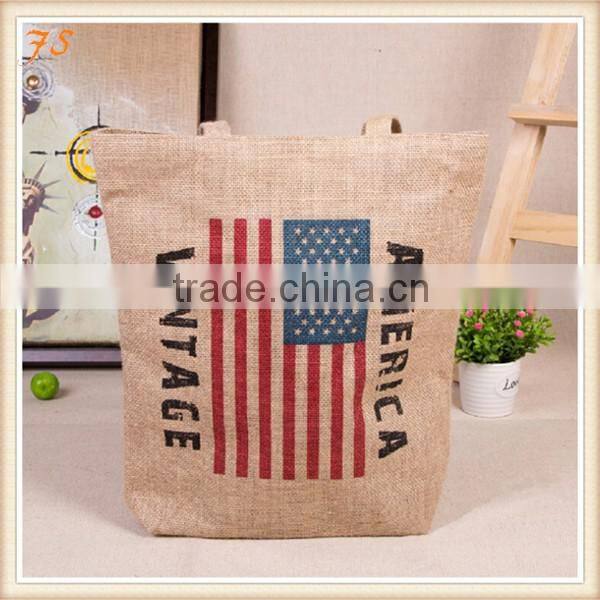 Ethnic style printing jute bag