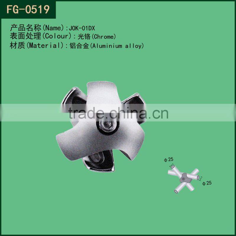 Foshan Factory 25mm Diameter Round Tube Chrome Finish Three-way Ball Clamp
