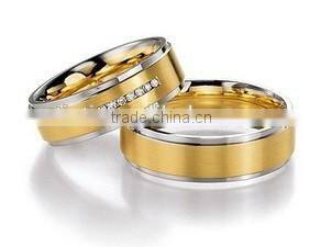 Bicolor gold plated titanium couple ring for wedding