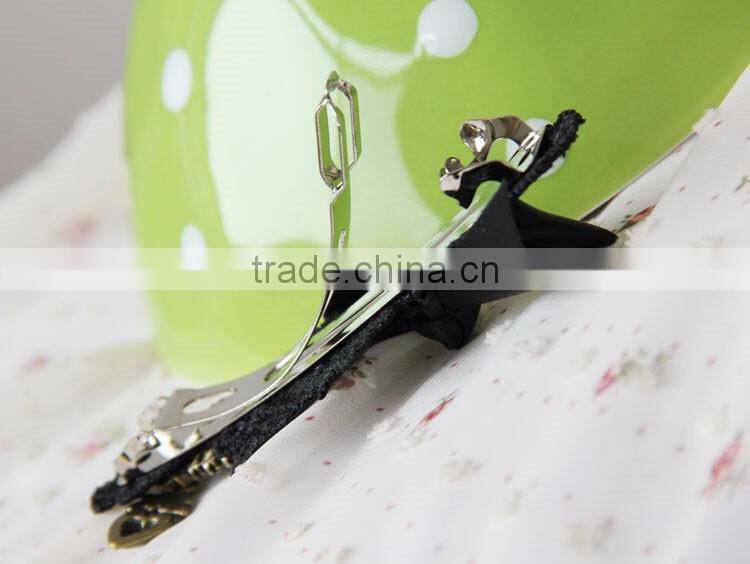 MYLOVE black ribbon bow barrette with red gem high quality