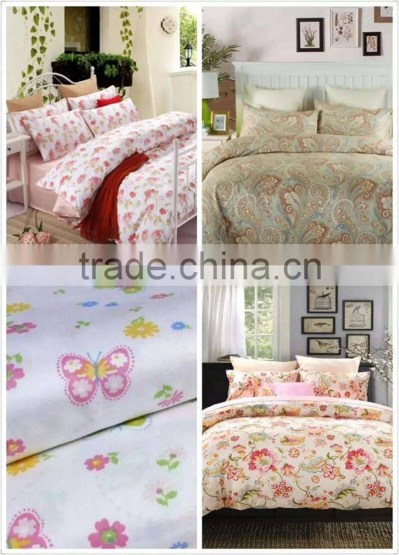 Colorful flower printed 100% cotton duvet cover set. bedding set