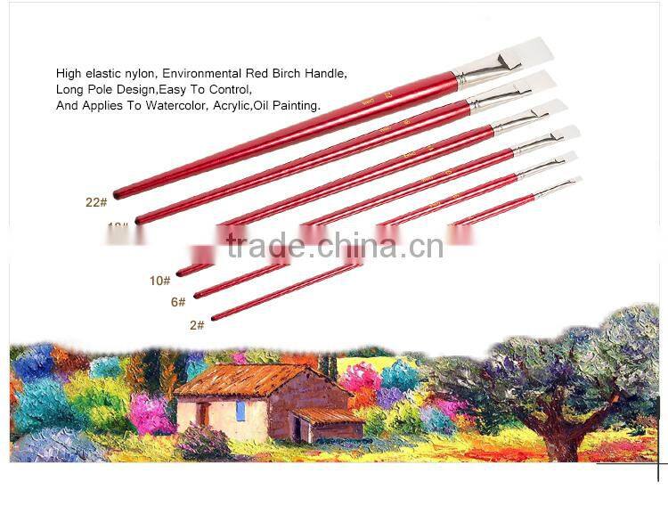 Free Art Supply Samples 6 pcs Cheap Student Art Water Brush Flat Nylon Watercolor Paint Brush Pen For Artist