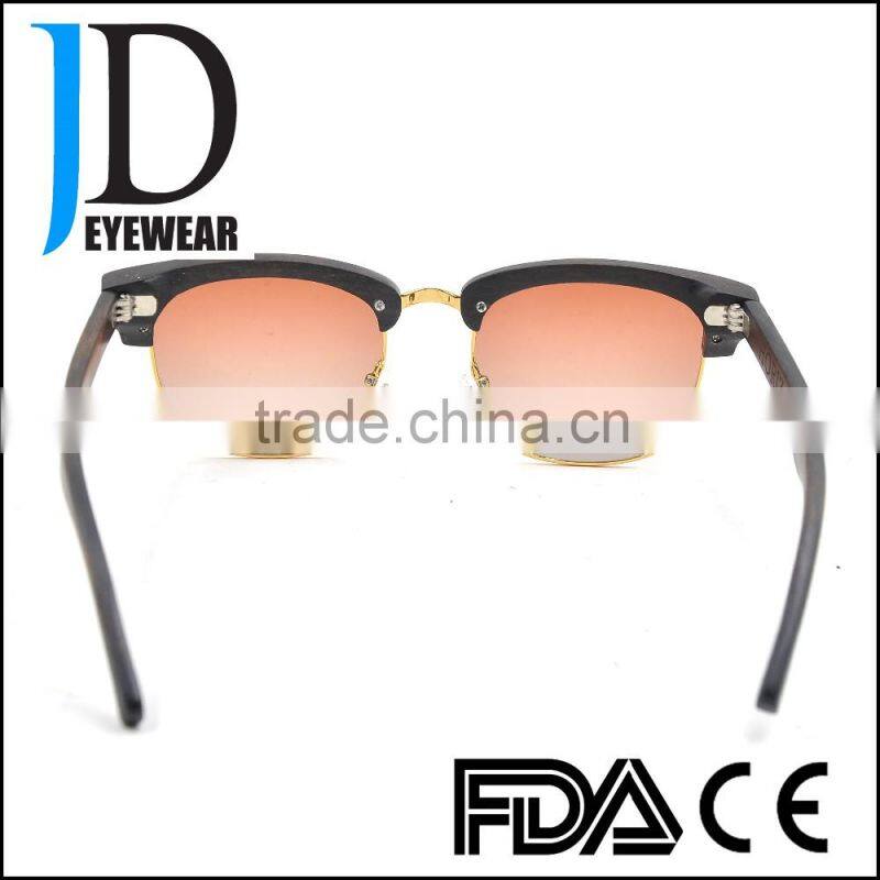 Japanese double frame metal wood sunglasses real wood sunglasses with blinds