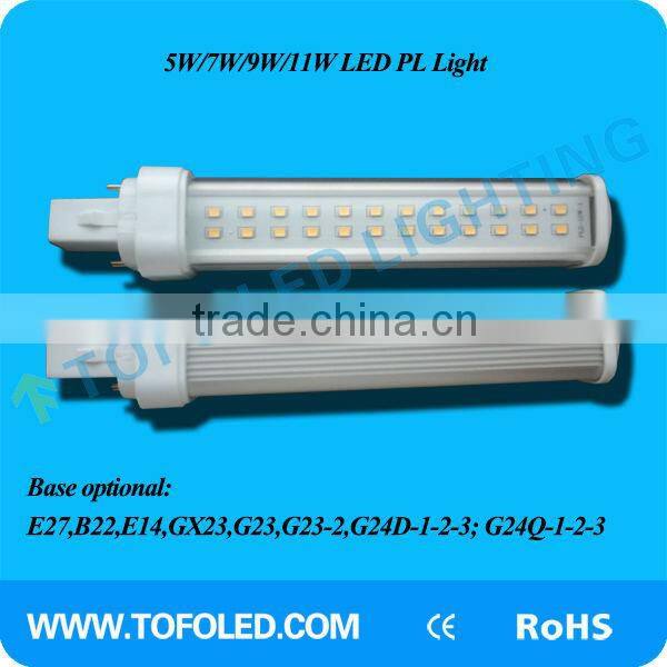 2pins 4pins 9w Led PL light with G24D G24Q E27 base