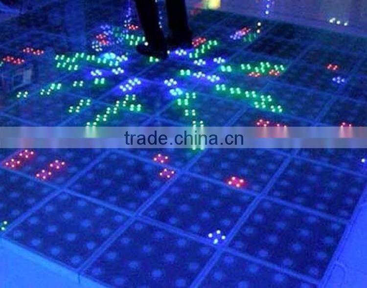 100% Factory Direct Sale 50x50cm 10mm Tempered Glass 192pcs SMD3528 3in1 RGB 4*4 Pixel Interactive LED Dance Floor