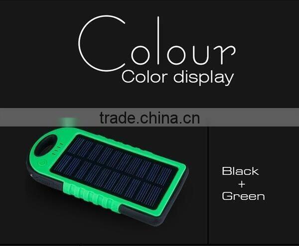 2016 Hotsale Waterproof Solar Power Bank 5000mAh, Portable Solar Charger