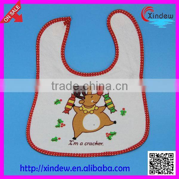 cotton printed Christmas bib with pattern of Santa Claus