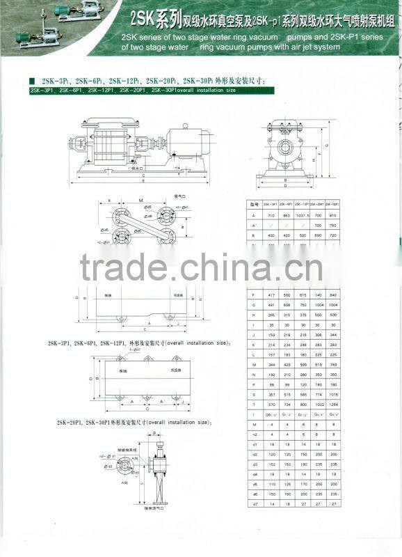 2SK series double stage water ring industrial vacuum pump