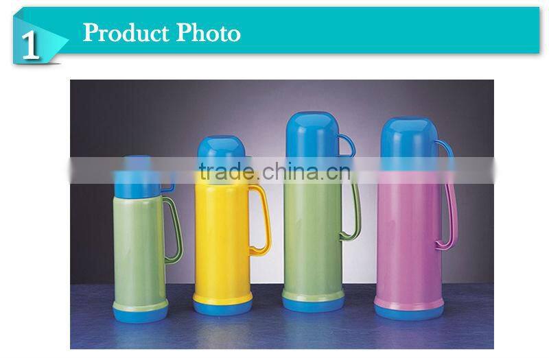Colorful glass liner plastic thermos keep water hot vacuum outdoors flask