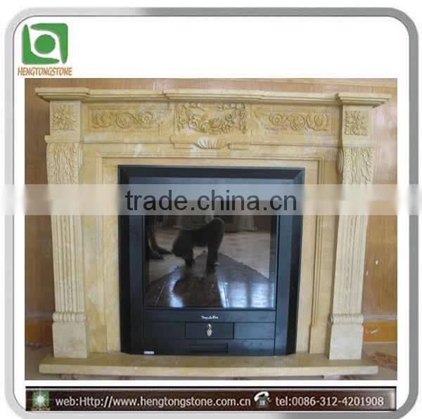 Colored Carved Marble Fireplace Mantel