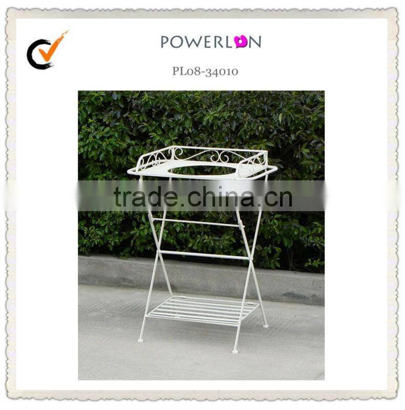 Standing Wrought Iron White Wash Basin Rack
