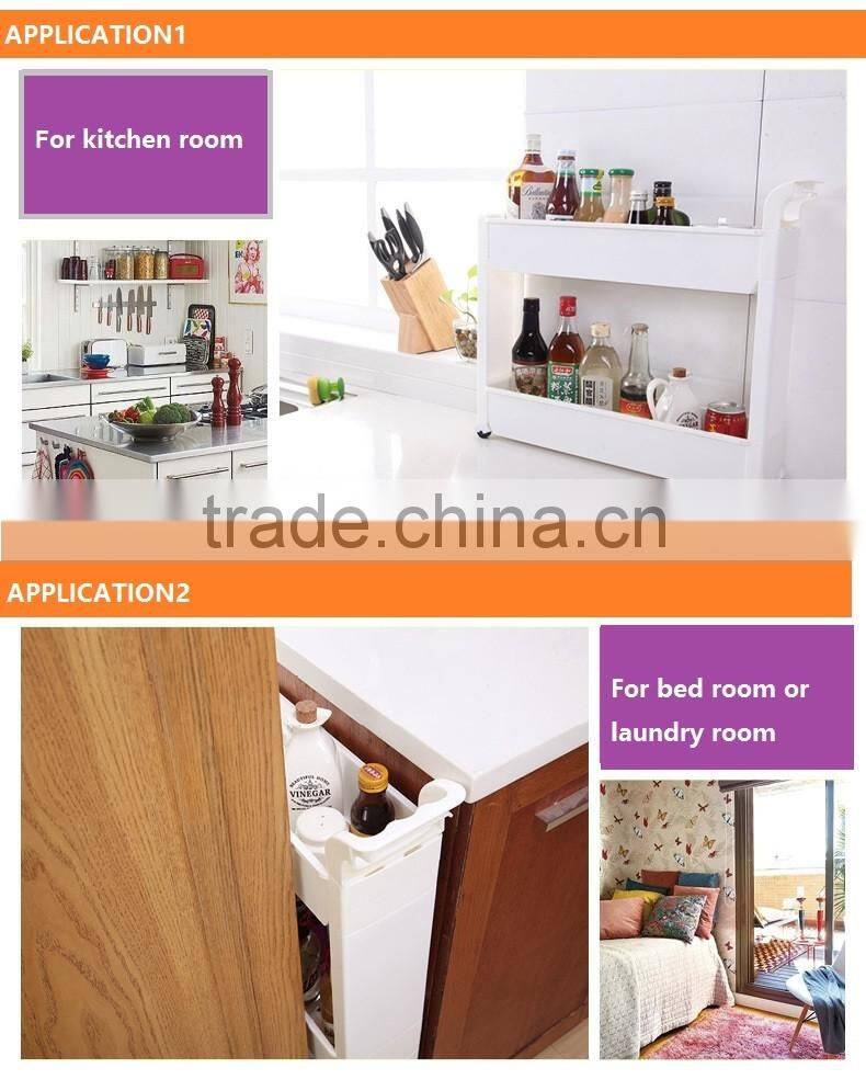 Gap Storage Slim Slide Out Storage Tower Rack Shelf with Wheels 3 to 5 Tier