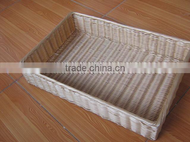 wholesale round flat plastic rattan basket plastic basket for fruit plastic bread basket