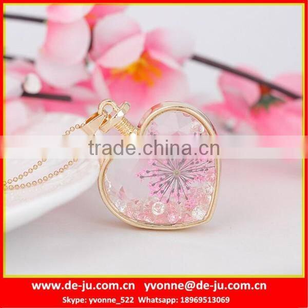 Fancy Unique Clear Glass Heart Pendant Necklace