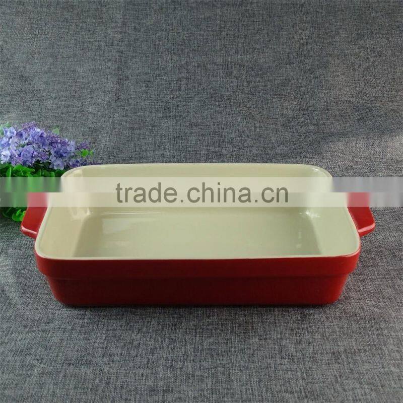 Stock lot High quality colorful rectangular porcelain baking plate pizza plate