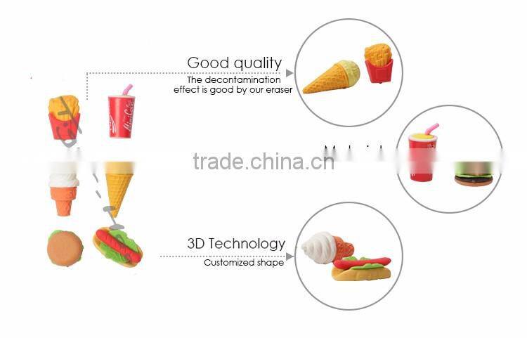 Custom Shape Novelty 6 PK Snack Shaped Eraser For Pencil