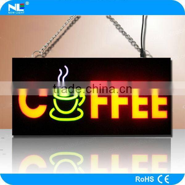 Semi-outdoor color changing LED resin sign Environmental-friendly LED open sign Acrylic panel LED display sign