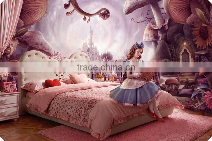 Modern pink handmade carved angel wings upholstered unique kids princess bedroom furniture sets - BF07-70346