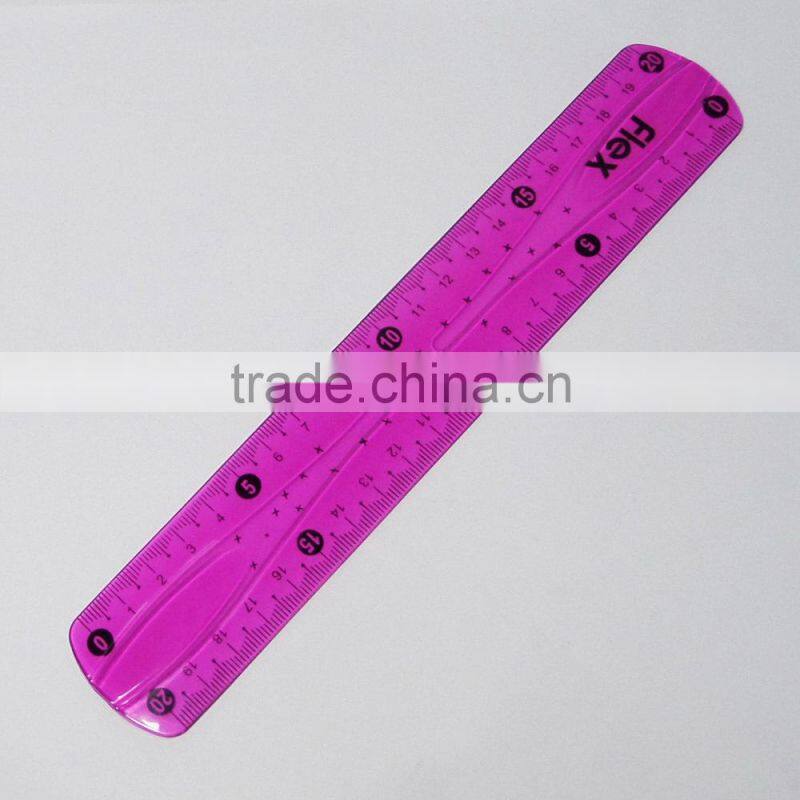 New designer 20cm quality colorful clear flexible soft PVC ruler