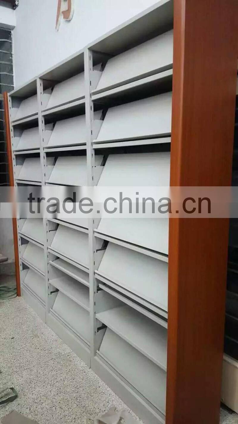 Popular 6 Layers School Library furniture Steel Book Store Shelves/Double Side Bookshelf
