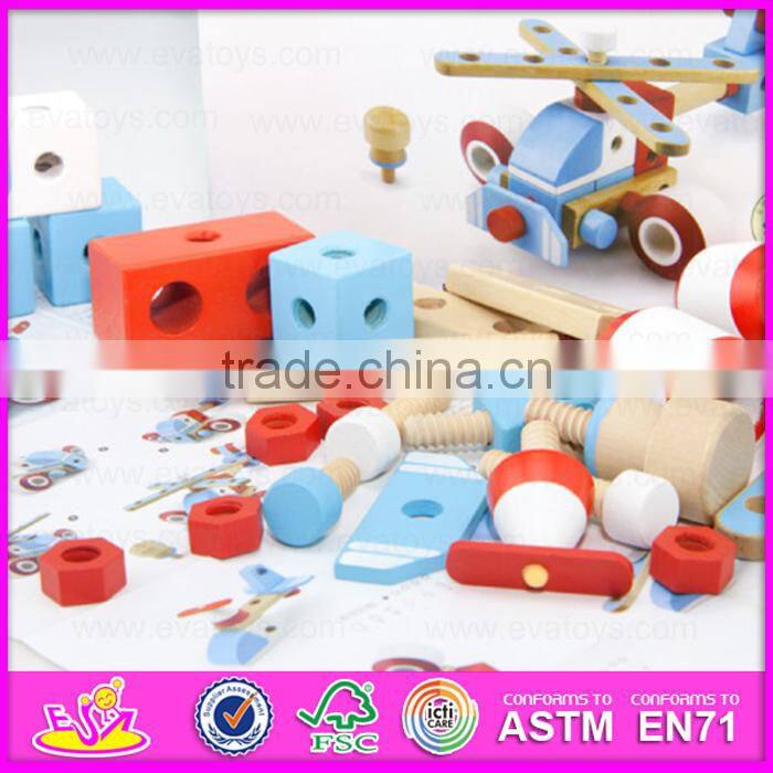 DIY 28PCS wooden screw airplane toys for kids,Wooden Toy Screw Nut Combination for children W03C018