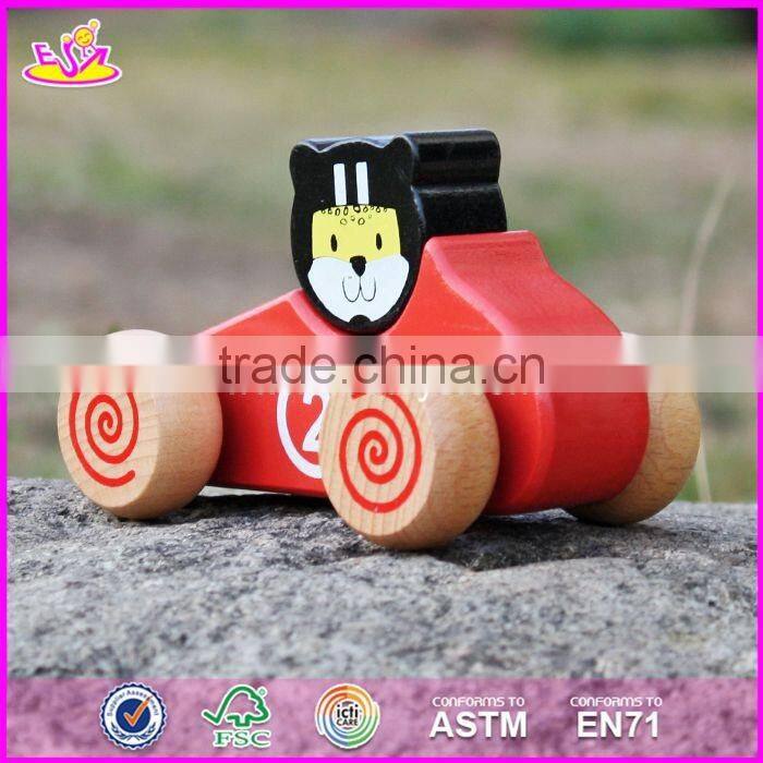 2017 New design kids funny animals wooden toy cars W04A333